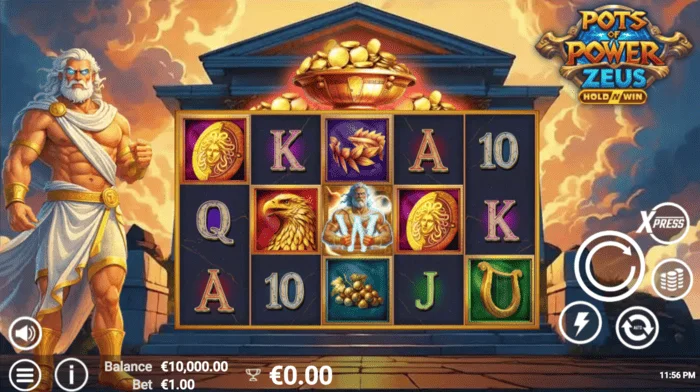 Pots of Power: Zeus - główny ekran z bębnami